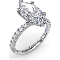 Classic Pavé Marquise Diamond Engagement Ring Setting by Fana - 0.37 Carat Total Diamond Weight