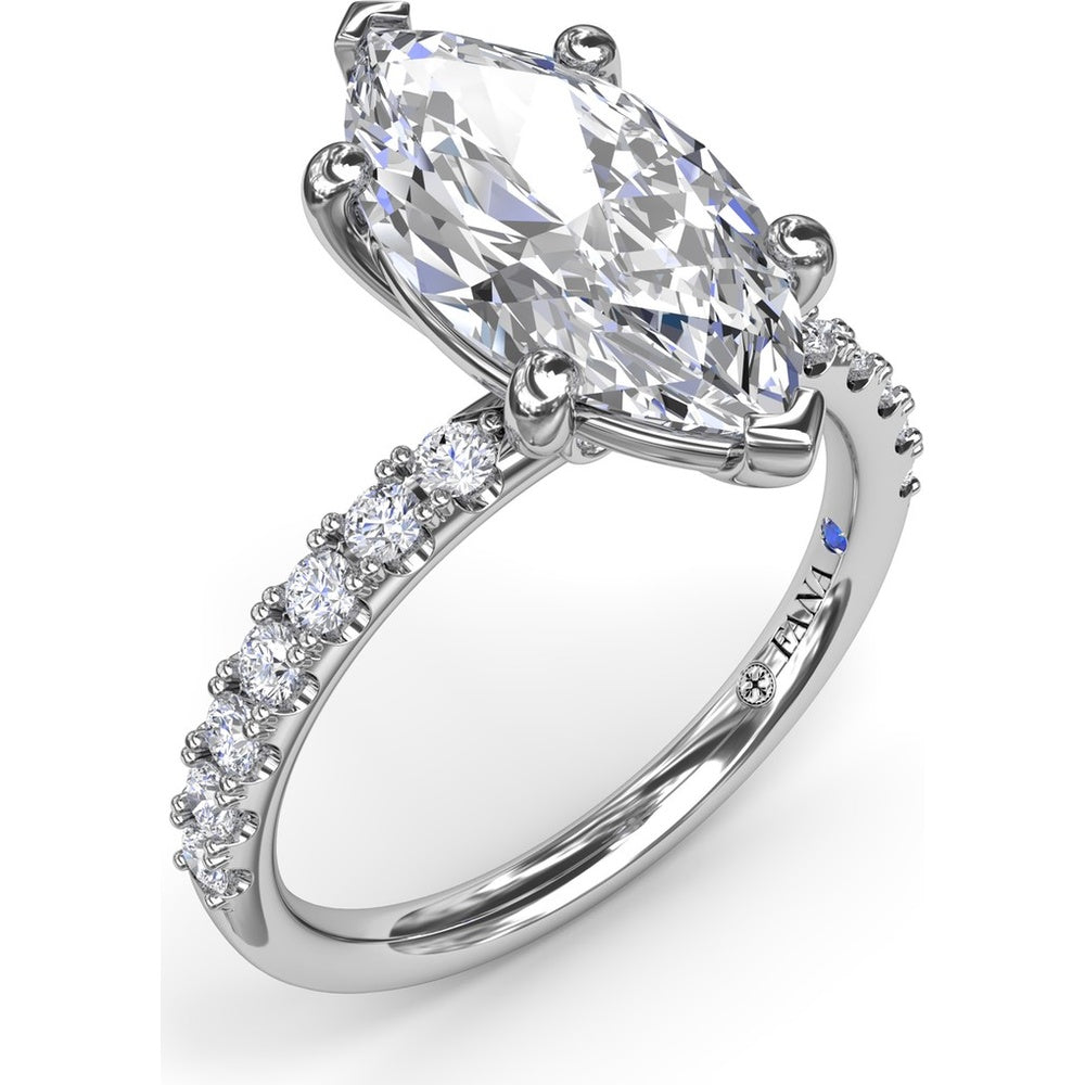 Classic Pavé Marquise Diamond Engagement Ring Setting by Fana - 0.37 Carat Total Diamond Weight