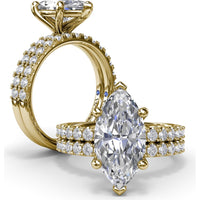 Classic Pavé Marquise Diamond Engagement Ring Setting by Fana - 0.37 Carat Total Diamond Weight
