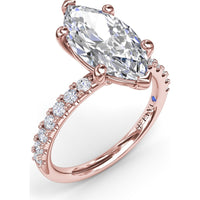 Classic Pavé Marquise Diamond Engagement Ring Setting by Fana - 0.37 Carat Total Diamond Weight
