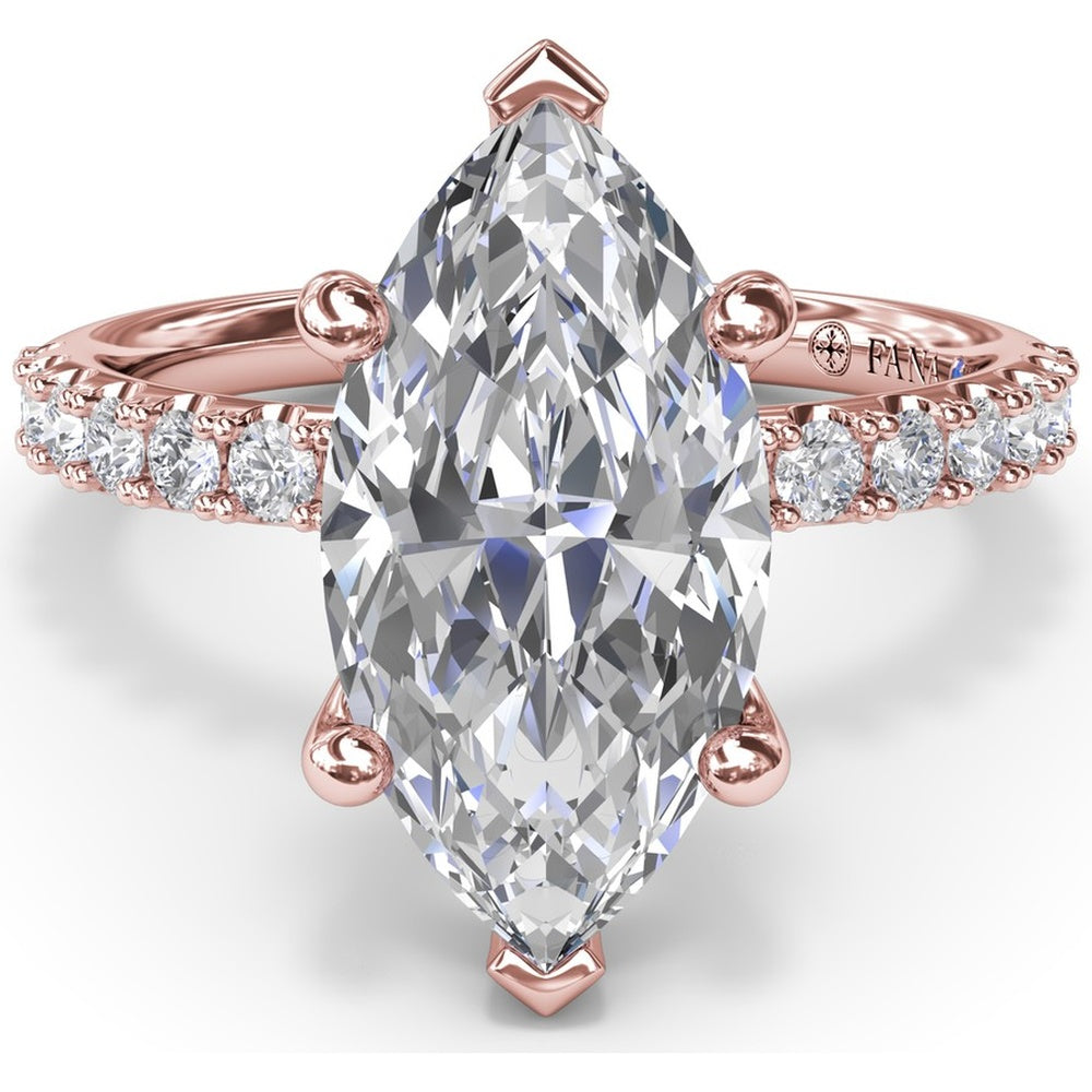 Classic Pavé Marquise Diamond Engagement Ring Setting by Fana - 0.37 Carat Total Diamond Weight