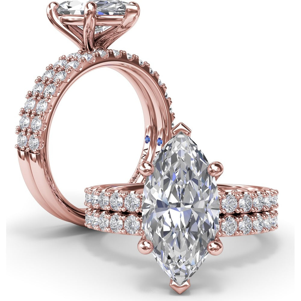 Classic Pavé Marquise Diamond Engagement Ring Setting by Fana - 0.37 Carat Total Diamond Weight