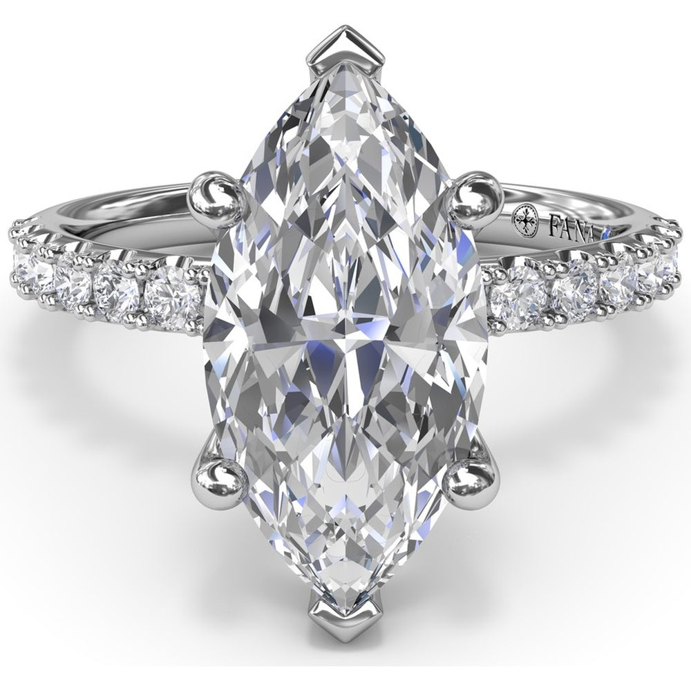 Classic Pavé Marquise Diamond Engagement Ring Setting by Fana - 0.37 Carat Total Diamond Weight