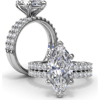 Classic Pavé Marquise Diamond Engagement Ring Setting by Fana - 0.37 Carat Total Diamond Weight
