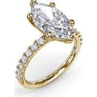 Classic Pavé Marquise Diamond Engagement Ring Setting by Fana - 0.37 Carat Total Diamond Weight