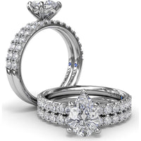 Classic Pavé Pear Cut Engagement Ring Setting with Diamond Lined Band by Fana - 0.37 Carat Total Diamond Weight