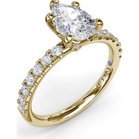 Classic Pavé Pear Cut Engagement Ring Setting with Diamond Lined Band by Fana - 0.37 Carat Total Diamond Weight