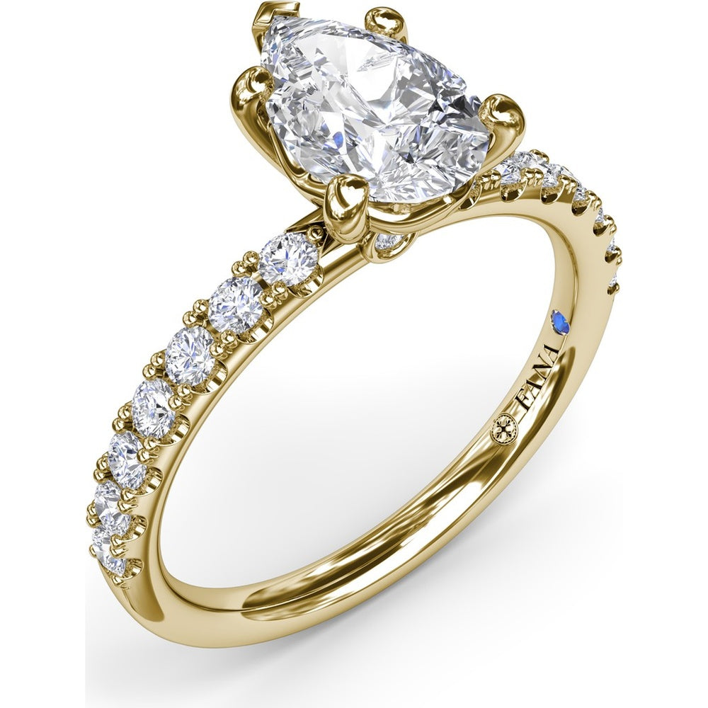 Classic Pavé Pear Cut Engagement Ring Setting with Diamond Lined Band by Fana - 0.37 Carat Total Diamond Weight