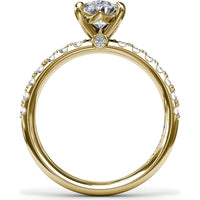 Classic Pavé Pear Cut Engagement Ring Setting with Diamond Lined Band by Fana - 0.37 Carat Total Diamond Weight