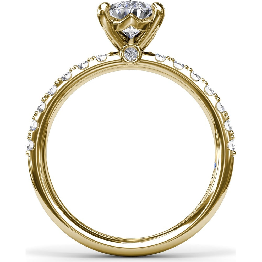 Classic Pavé Pear Cut Engagement Ring Setting with Diamond Lined Band by Fana - 0.37 Carat Total Diamond Weight