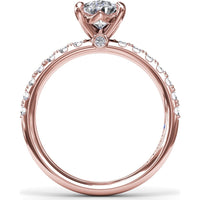 Classic Pavé Pear Cut Engagement Ring Setting with Diamond Lined Band by Fana - 0.37 Carat Total Diamond Weight