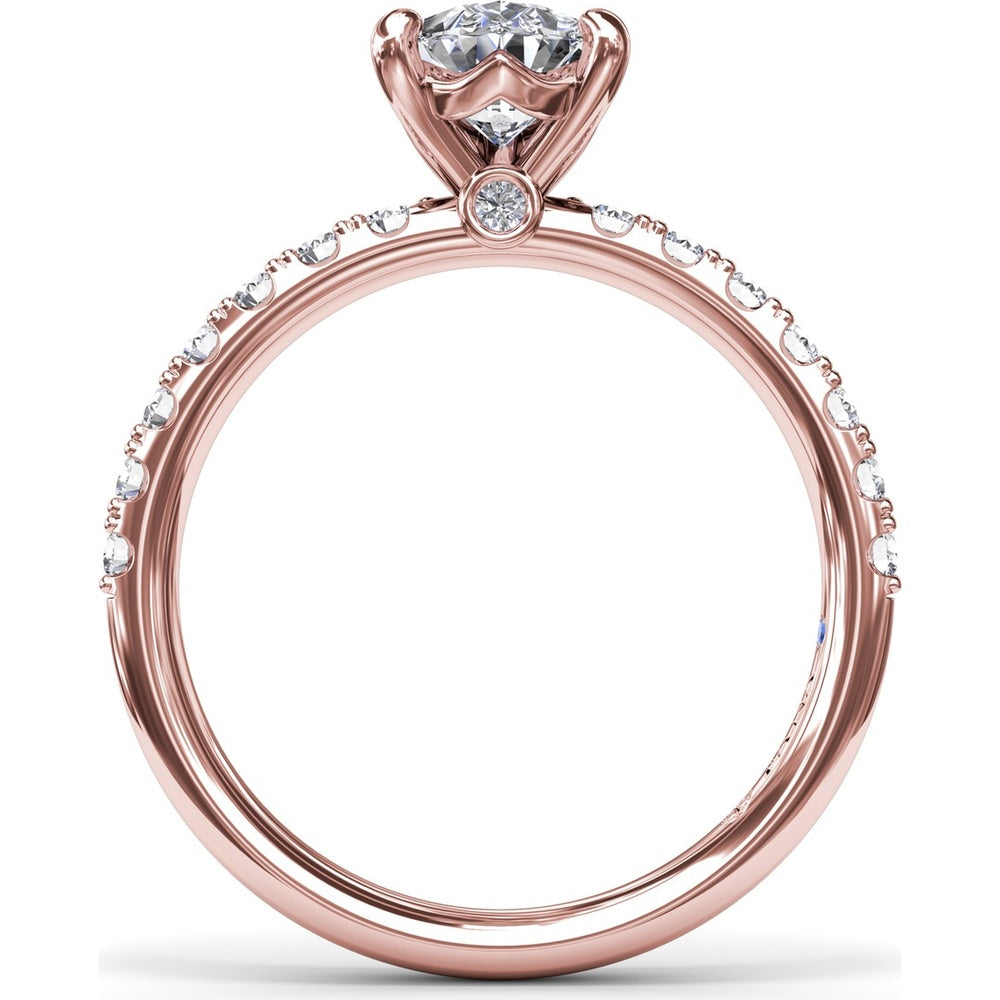 Classic Pavé Pear Cut Engagement Ring Setting with Diamond Lined Band by Fana - 0.37 Carat Total Diamond Weight