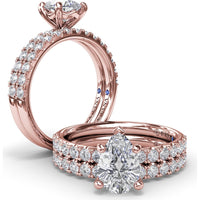 Classic Pavé Pear Cut Engagement Ring Setting with Diamond Lined Band by Fana - 0.37 Carat Total Diamond Weight