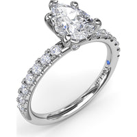 Classic Pavé Pear Cut Engagement Ring Setting with Diamond Lined Band by Fana - 0.37 Carat Total Diamond Weight