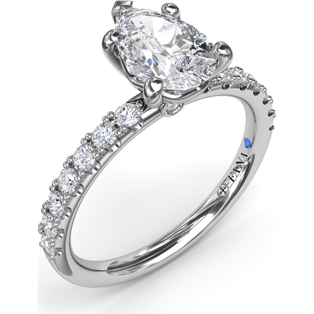 Classic Pavé Pear Cut Engagement Ring Setting with Diamond Lined Band by Fana - 0.37 Carat Total Diamond Weight