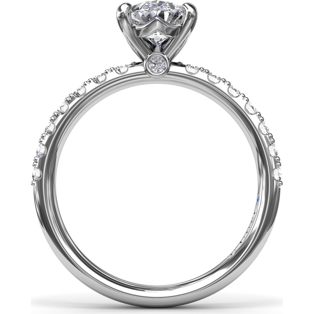 Classic Pavé Pear Cut Engagement Ring Setting with Diamond Lined Band by Fana - 0.37 Carat Total Diamond Weight