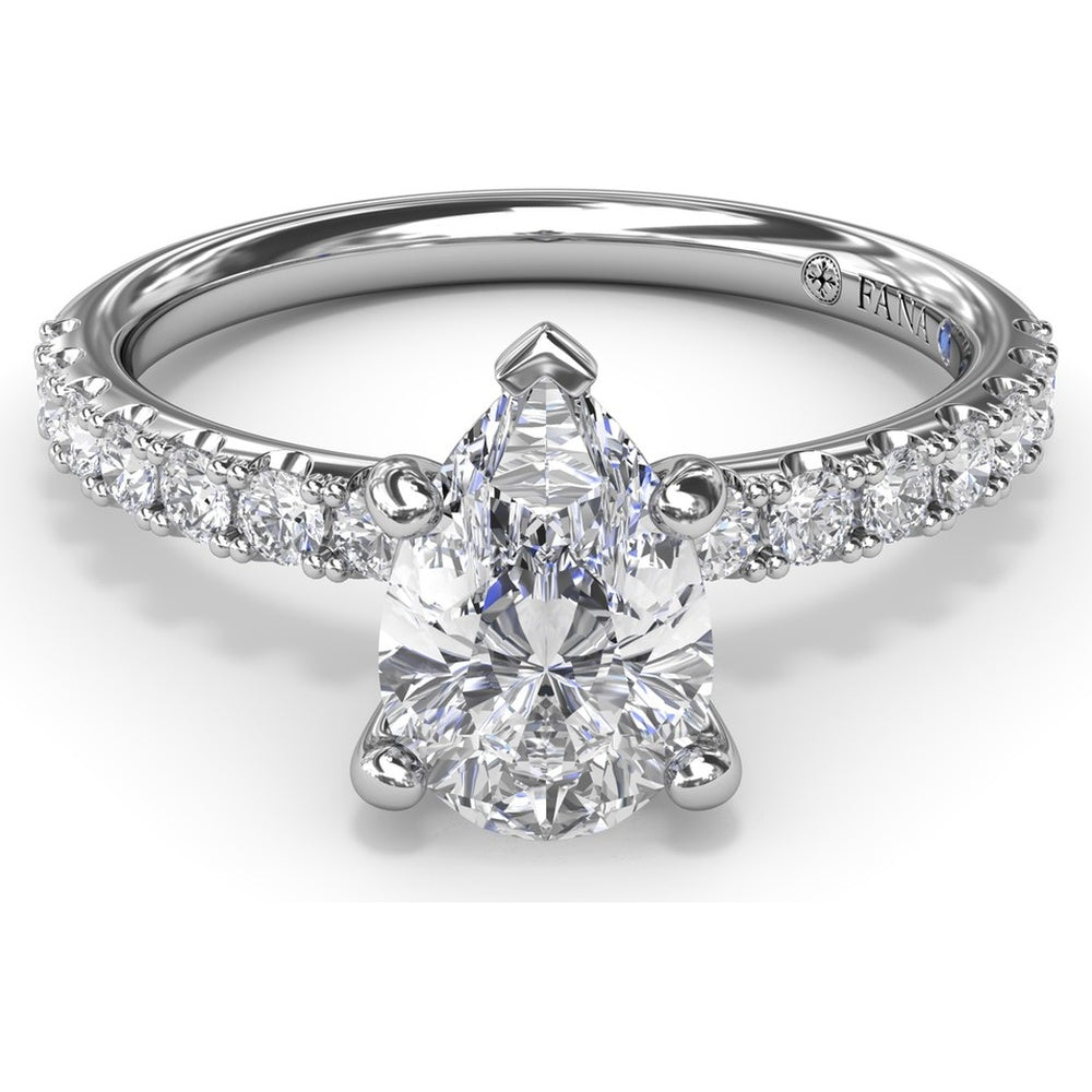 Classic Pavé Pear Cut Engagement Ring Setting with Diamond Lined Band by Fana - 0.37 Carat Total Diamond Weight