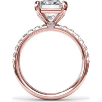 Classic Pavé Radiant Cut Engagement Ring Setting with Diamond Lined Band by Fana - 0.37 Carat Total Diamond Weight