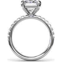 Classic Pavé Radiant Cut Engagement Ring Setting with Diamond Lined Band by Fana - 0.37 Carat Total Diamond Weight