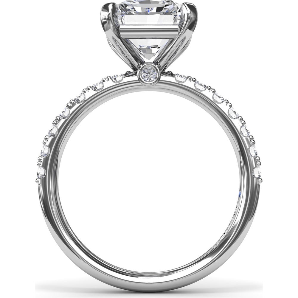 Classic Pavé Radiant Cut Engagement Ring Setting with Diamond Lined Band by Fana - 0.37 Carat Total Diamond Weight