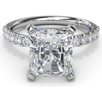 Classic Pavé Radiant Cut Engagement Ring Setting with Diamond Lined Band by Fana - 0.37 Carat Total Diamond Weight