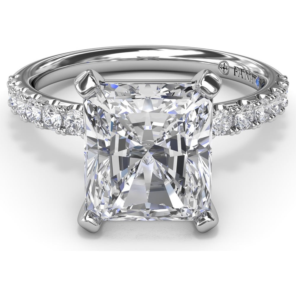 Classic Pavé Radiant Cut Engagement Ring Setting with Diamond Lined Band by Fana - 0.37 Carat Total Diamond Weight