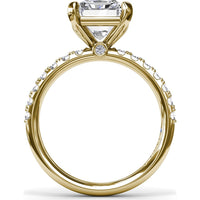 Classic Pavé Radiant Cut Engagement Ring Setting with Diamond Lined Band by Fana - 0.37 Carat Total Diamond Weight
