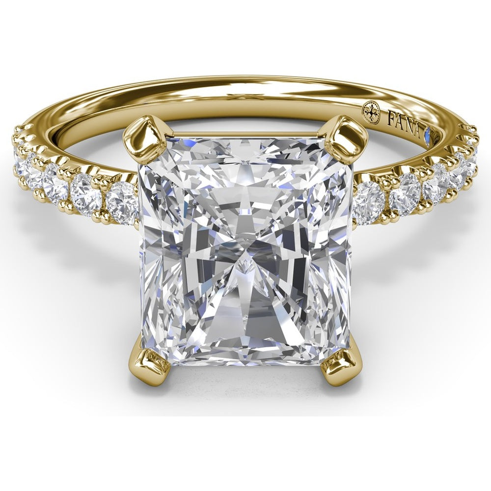 Classic Pavé Radiant Cut Engagement Ring Setting with Diamond Lined Band by Fana - 0.37 Carat Total Diamond Weight