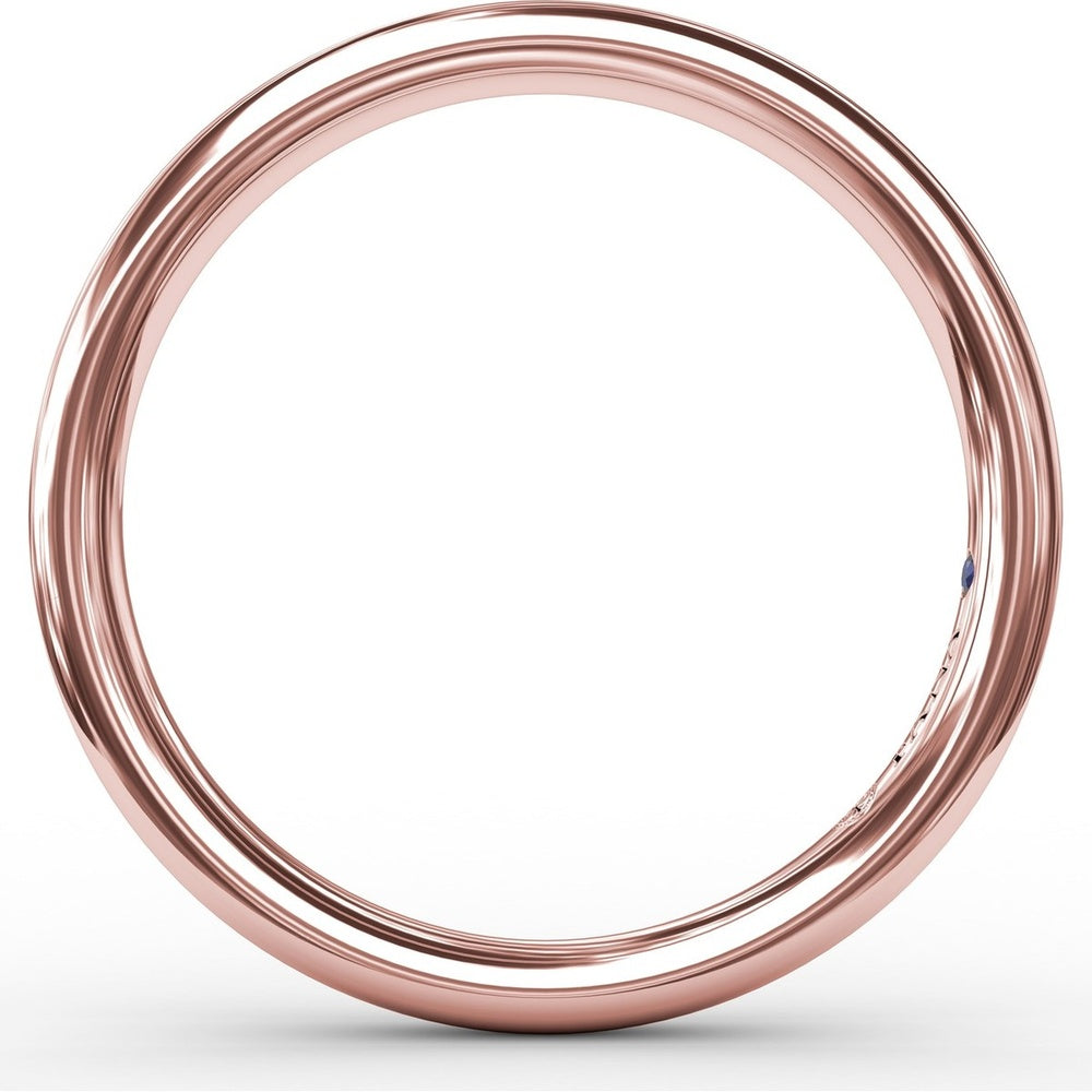 Classic Polished Wedding Band with Engraved Detail by Fana
