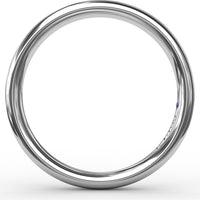 Classic Polished Wedding Band with Engraved Detail by Fana