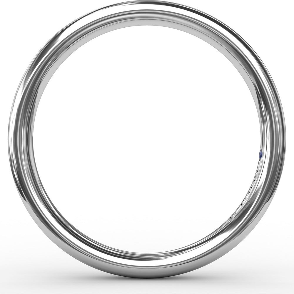 Classic Polished Wedding Band with Engraved Detail by Fana