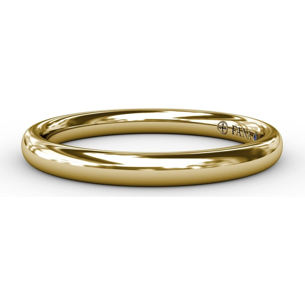 Classic Polished Wedding Band with Engraved Detail by Fana