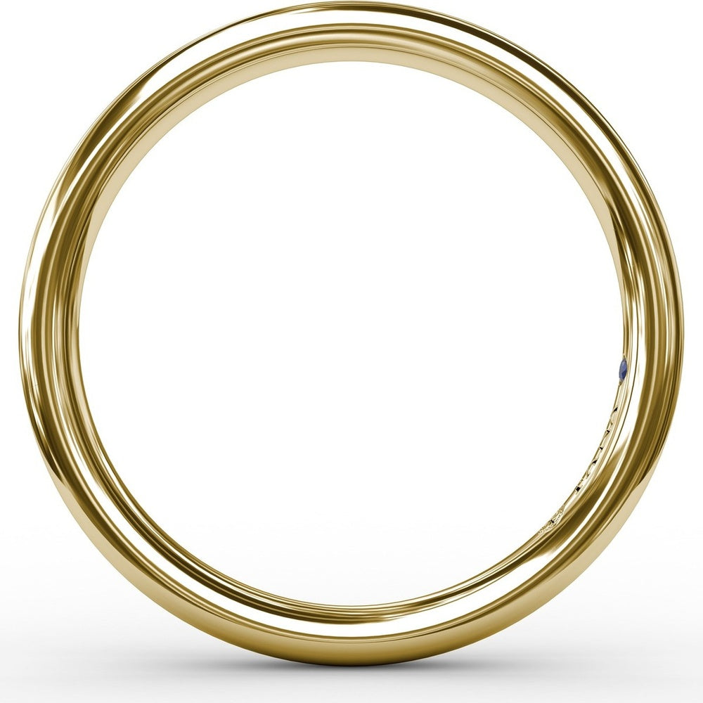 Classic Polished Wedding Band with Engraved Detail by Fana