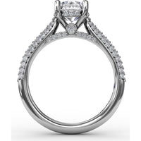 Classic Round Diamond Engagement Ring Setting with Double-Row Pavé Diamond Shank by Fana - 0.47 Carat Total Diamond Weight