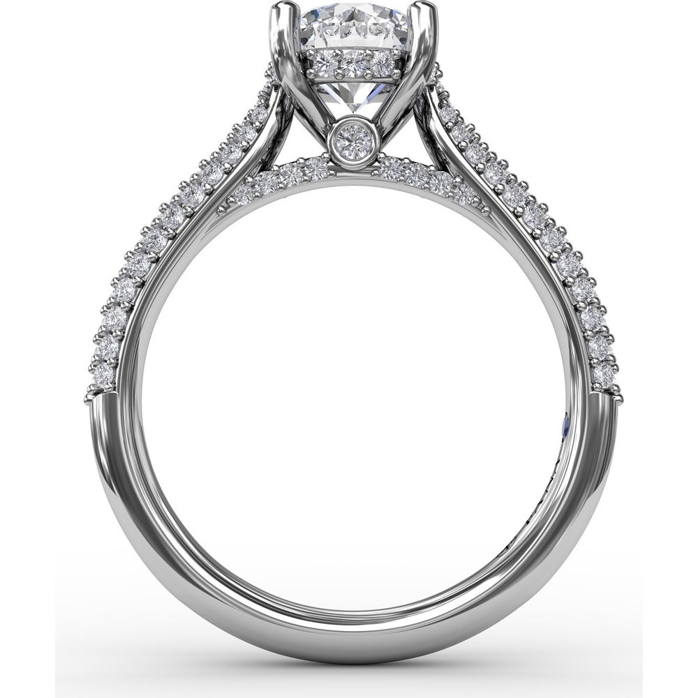 Classic Round Diamond Engagement Ring Setting with Double-Row Pavé Diamond Shank by Fana - 0.47 Carat Total Diamond Weight