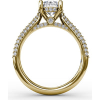 Classic Round Diamond Engagement Ring Setting with Double-Row Pavé Diamond Shank by Fana - 0.47 Carat Total Diamond Weight