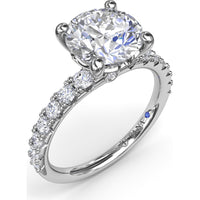 Classic Round Diamond Engagement Ring Setting with Graduated Pavé Band by Fana - 0.54 Carat Total Diamond Weight