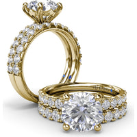 Classic Round Diamond Engagement Ring Setting with Graduated Pavé Band by Fana - 0.54 Carat Total Diamond Weight