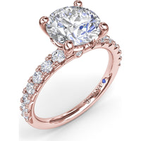 Classic Round Diamond Engagement Ring Setting with Graduated Pavé Band by Fana - 0.54 Carat Total Diamond Weight