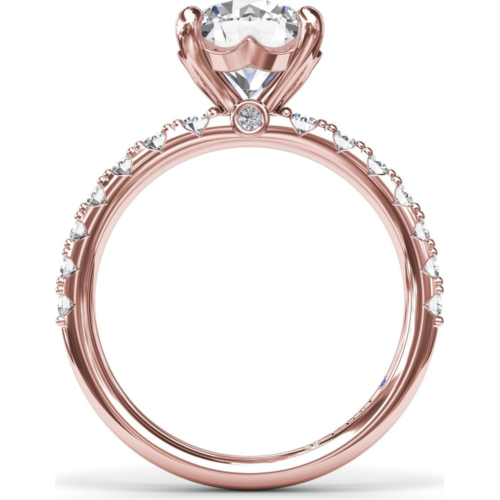 Classic Round Diamond Engagement Ring Setting with Graduated Pavé Band by Fana - 0.54 Carat Total Diamond Weight