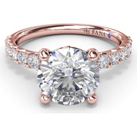 Classic Round Diamond Engagement Ring Setting with Graduated Pavé Band by Fana - 0.54 Carat Total Diamond Weight
