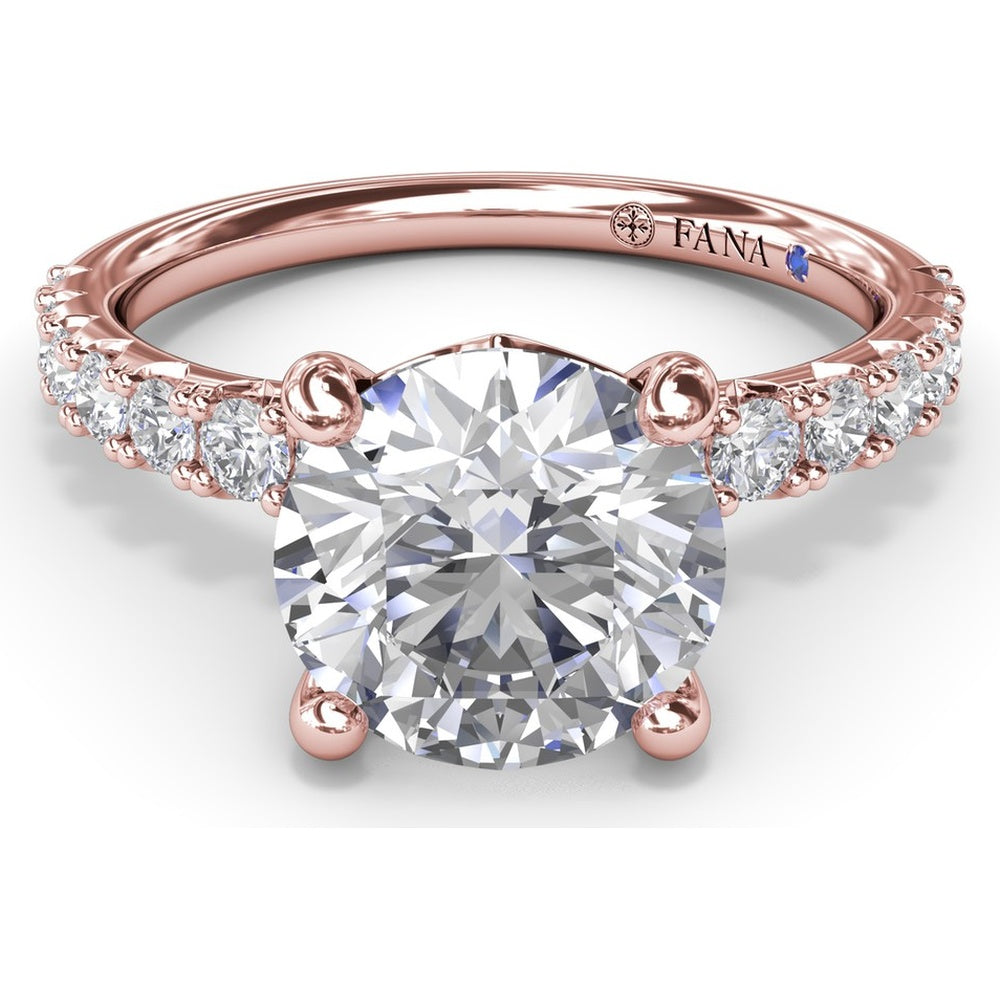 Classic Round Diamond Engagement Ring Setting with Graduated Pavé Band by Fana - 0.54 Carat Total Diamond Weight