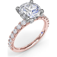 Classic Round Diamond Engagement Ring Setting with Graduated Pavé Band by Fana - 0.54 Carat Total Diamond Weight