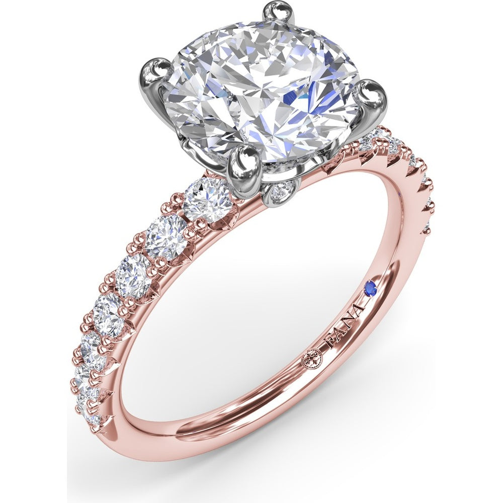 Classic Round Diamond Engagement Ring Setting with Graduated Pavé Band by Fana - 0.54 Carat Total Diamond Weight