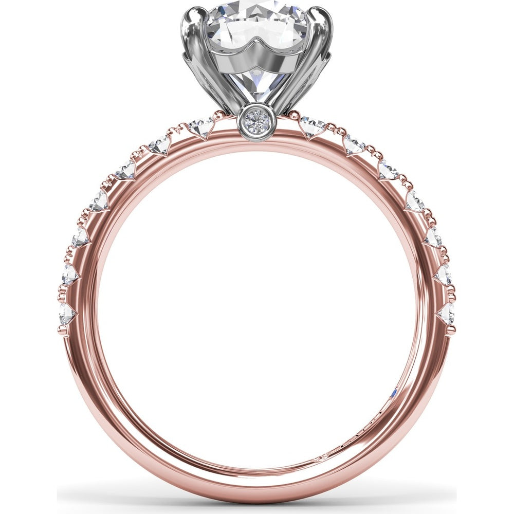 Classic Round Diamond Engagement Ring Setting with Graduated Pavé Band by Fana - 0.54 Carat Total Diamond Weight