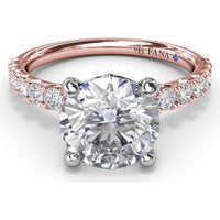 Classic Round Diamond Engagement Ring Setting with Graduated Pavé Band by Fana - 0.54 Carat Total Diamond Weight