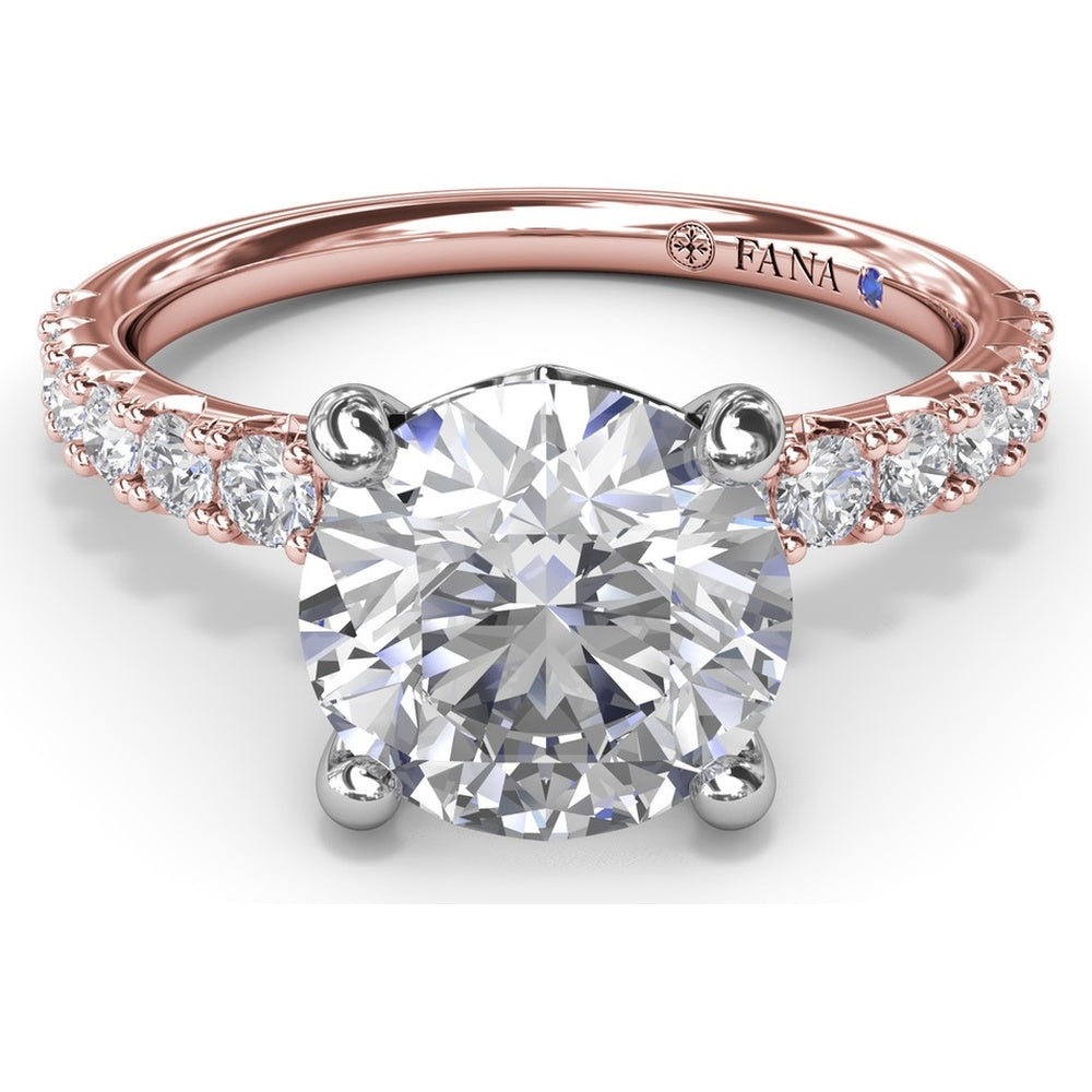 Classic Round Diamond Engagement Ring Setting with Graduated Pavé Band by Fana - 0.54 Carat Total Diamond Weight