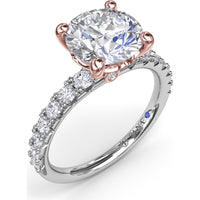 Classic Round Diamond Engagement Ring Setting with Graduated Pavé Band by Fana - 0.54 Carat Total Diamond Weight