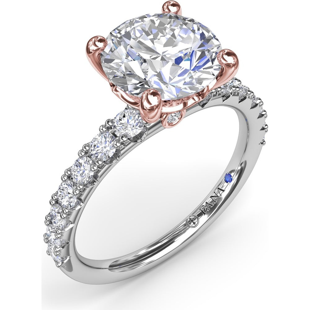 Classic Round Diamond Engagement Ring Setting with Graduated Pavé Band by Fana - 0.54 Carat Total Diamond Weight
