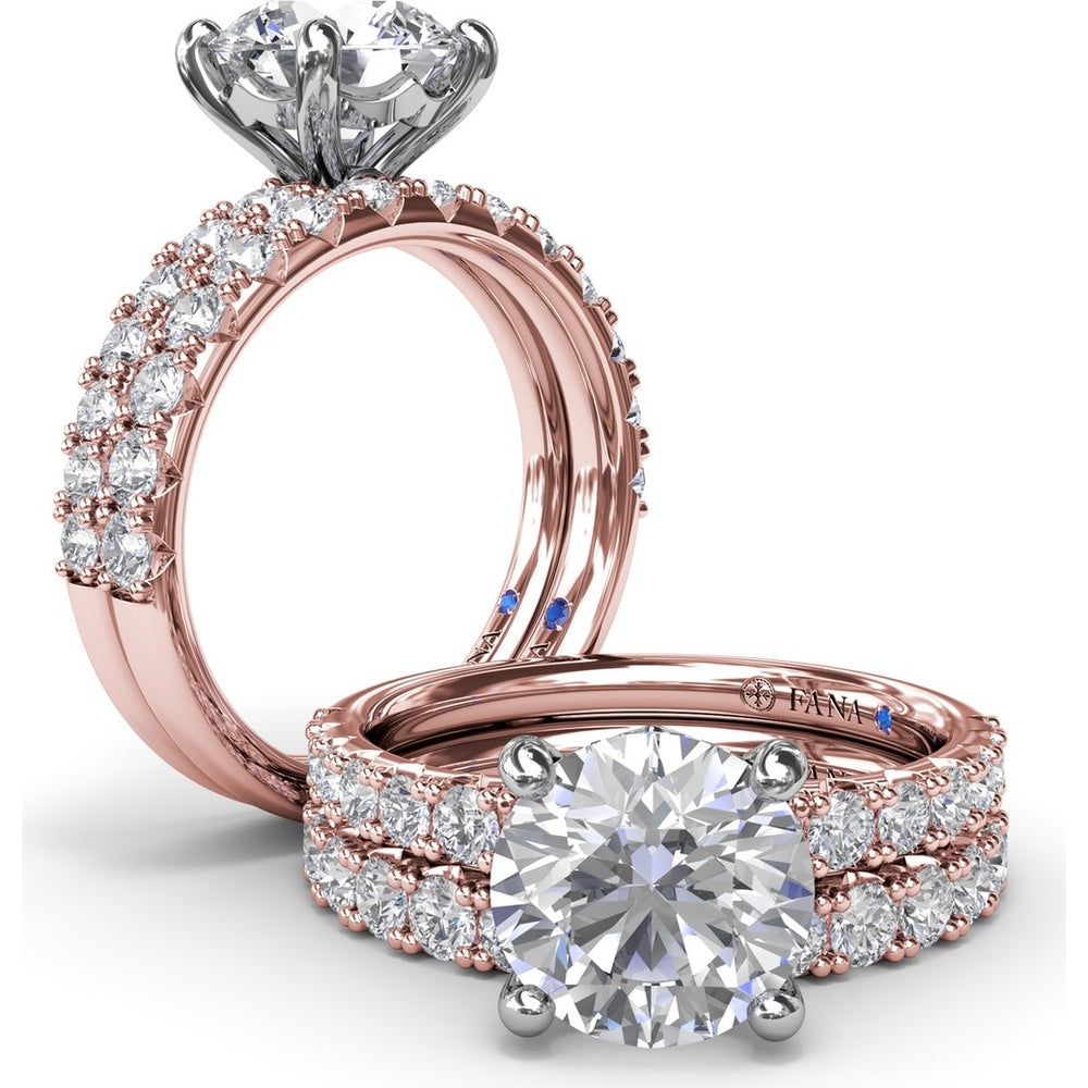 Classic Round Diamond Engagement Ring Setting with Graduated Pavé Band by Fana - 0.54 Carat Total Diamond Weight